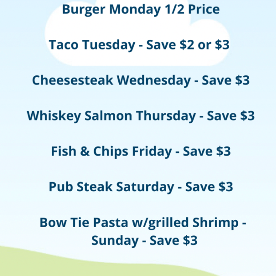 Come Stop in For Our Daily Specials!